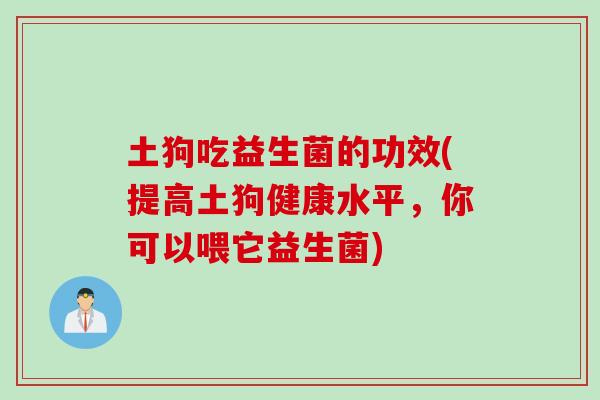 土狗吃益生菌的功效(提高土狗健康水平，你可以喂它益生菌)