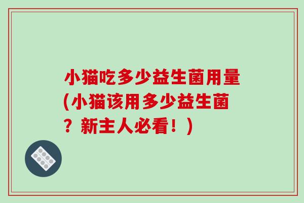 小猫吃多少益生菌用量(小猫该用多少益生菌？新主人必看！)