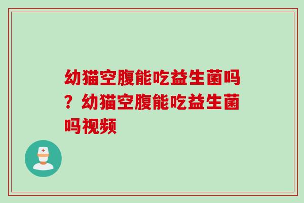 幼猫空腹能吃益生菌吗？幼猫空腹能吃益生菌吗视频