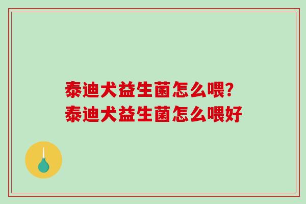 泰迪犬益生菌怎么喂？泰迪犬益生菌怎么喂好