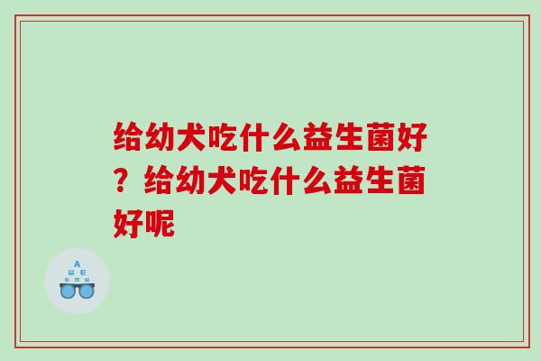 给幼犬吃什么益生菌好？给幼犬吃什么益生菌好呢