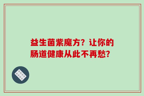 益生菌紫魔方？让你的肠道健康从此不再愁？