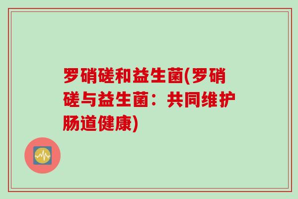 罗硝磋和益生菌(罗硝磋与益生菌：共同维护肠道健康)
