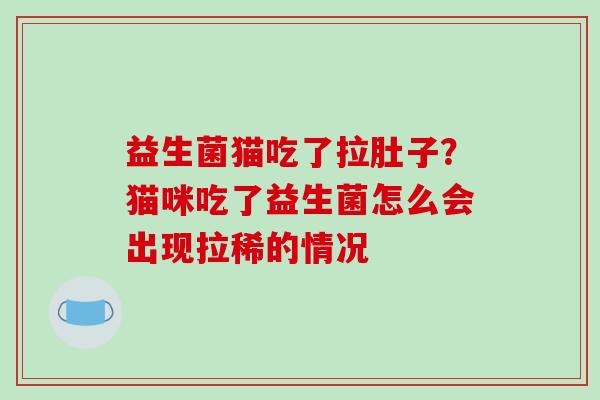 益生菌猫吃了拉肚子？猫咪吃了益生菌怎么会出现拉稀的情况