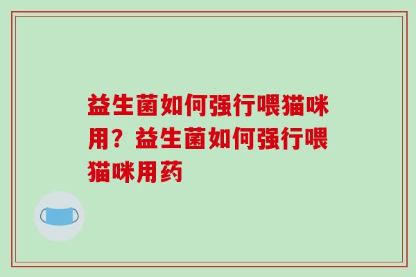 益生菌如何强行喂猫咪用？益生菌如何强行喂猫咪用药