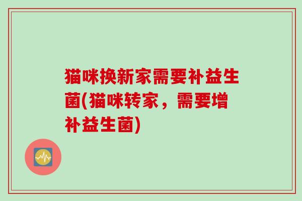 猫咪换新家需要补益生菌(猫咪转家，需要增补益生菌)