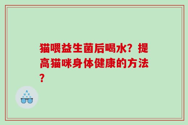 猫喂益生菌后喝水？提高猫咪身体健康的方法？