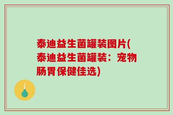 泰迪益生菌罐装图片(泰迪益生菌罐装：宠物肠胃保健佳选)