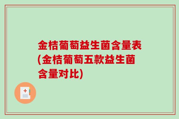 金桔葡萄益生菌含量表(金桔葡萄五款益生菌含量对比)