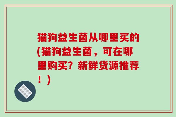 猫狗益生菌从哪里买的(猫狗益生菌，可在哪里购买？新鲜货源推荐！)