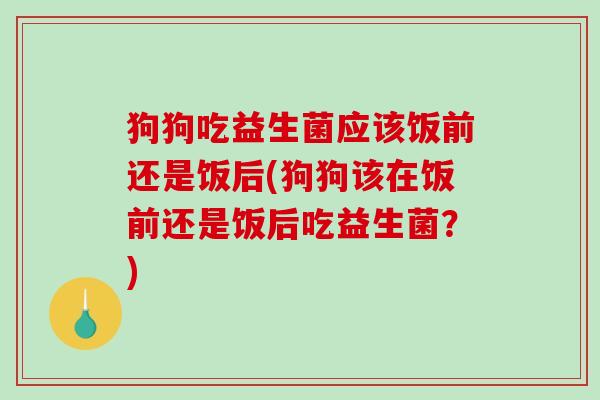 狗狗吃益生菌应该饭前还是饭后(狗狗该在饭前还是饭后吃益生菌?) 狗狗吃益生菌应该饭前还是饭后(狗狗该在饭前还是饭后吃益生菌?)