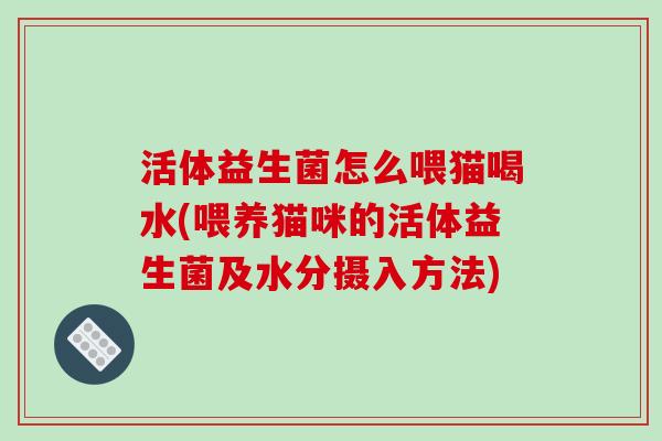 活体益生菌怎么喂猫喝水(喂养猫咪的活体益生菌及水分摄入方法)