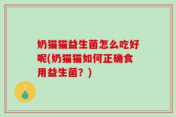 奶猫猫益生菌怎么吃好呢(奶猫猫如何正确食用益生菌?) 奶猫猫益生菌怎么吃好呢(奶猫猫如何正确食用益生菌?)