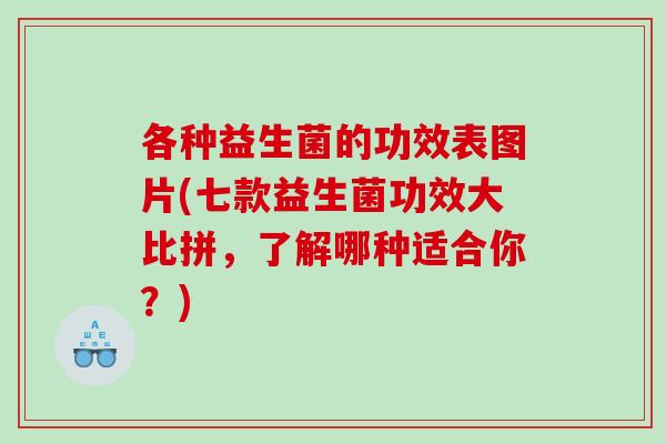 各种益生菌的功效表图片(七款益生菌功效大比拼，了解哪种适合你？)