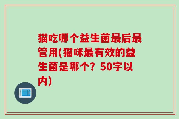 猫吃哪个益生菌最后最管用(猫咪最有效的益生菌是哪个？