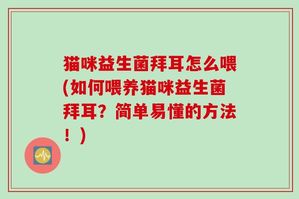 猫咪益生菌拜耳怎么喂(如何喂养猫咪益生菌拜耳？简单易懂的方法！)