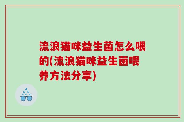 流浪猫咪益生菌怎么喂的(流浪猫咪益生菌喂养方法分享)