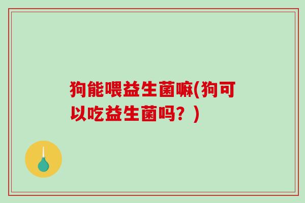 狗能喂益生菌嘛(狗可以吃益生菌吗?) 狗能喂益生菌嘛(狗可以吃益生菌吗?)