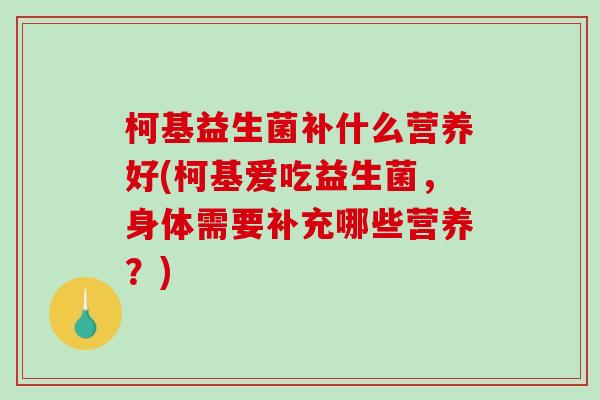柯基益生菌补什么营养好(柯基爱吃益生菌，身体需要补充哪些营养？)