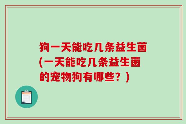 狗一天能吃几条益生菌(一天能吃几条益生菌的宠物狗有哪些？)