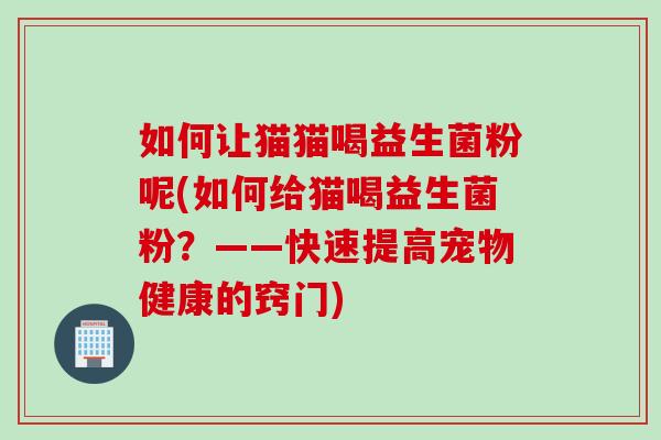 如何让猫猫喝益生菌粉呢(如何给猫喝益生菌粉？——快速提高宠物健康的窍门)