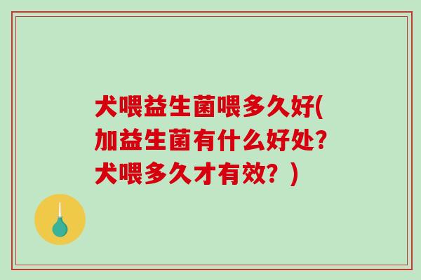 犬喂益生菌喂多久好(加益生菌有什么好处？犬喂多久才有效？)