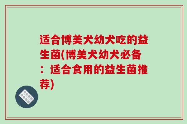 适合博美犬幼犬吃的益生菌(博美犬幼犬必备：适合食用的益生菌推荐)