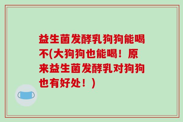 益生菌发酵乳狗狗能喝不(大狗狗也能喝!原来益生菌发酵乳对狗狗也有好处!) 益生菌发酵乳狗狗能喝不(大狗狗也能喝!原来益生菌发酵乳对狗狗也有好处!)