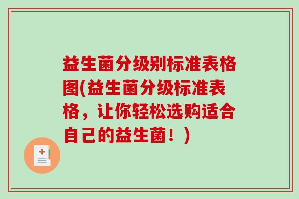 益生菌分级别标准表格图(益生菌分级标准表格，让你轻松选购适合自己的益生菌！)
