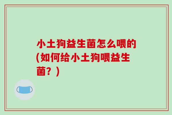 小土狗益生菌怎么喂的(如何给小土狗喂益生菌？)