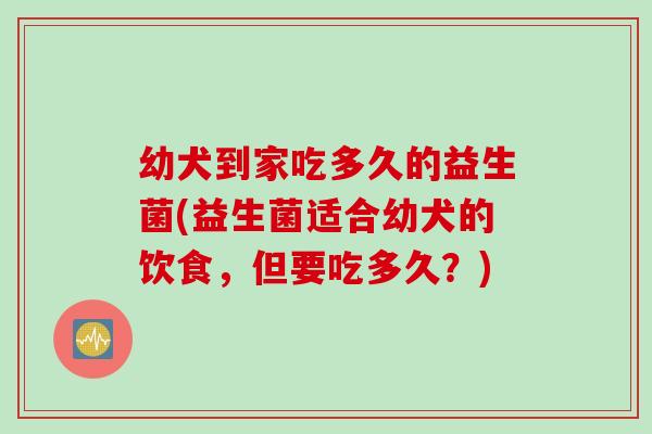 幼犬到家吃多久的益生菌(益生菌适合幼犬的饮食，但要吃多久？)