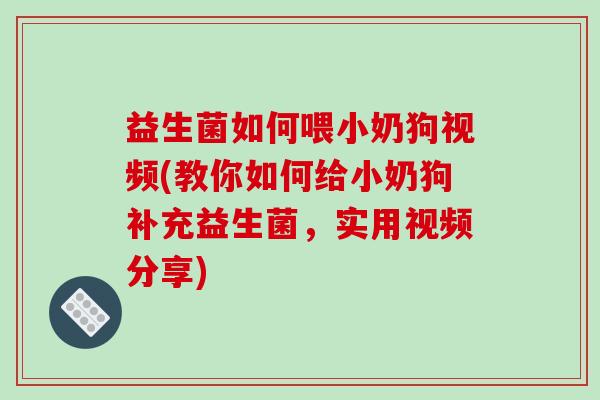 益生菌如何喂小奶狗视频(教你如何给小奶狗补充益生菌,实用视频分享) 益生菌如何喂小奶狗视频(教你如何给小奶狗补充益生菌,实用视频分享)