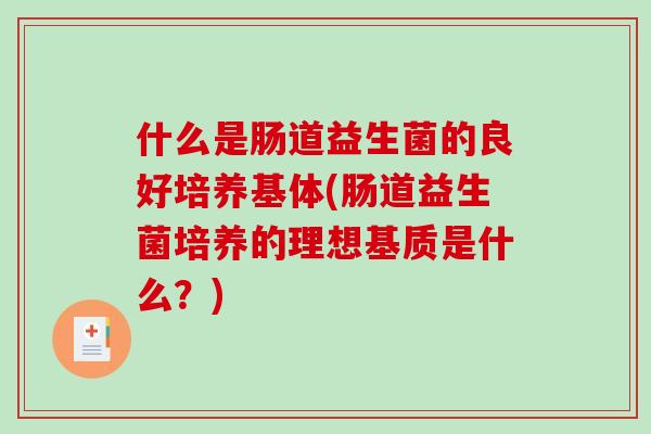 什么是肠道益生菌的良好培养基体(肠道益生菌培养的理想基质是什么？)