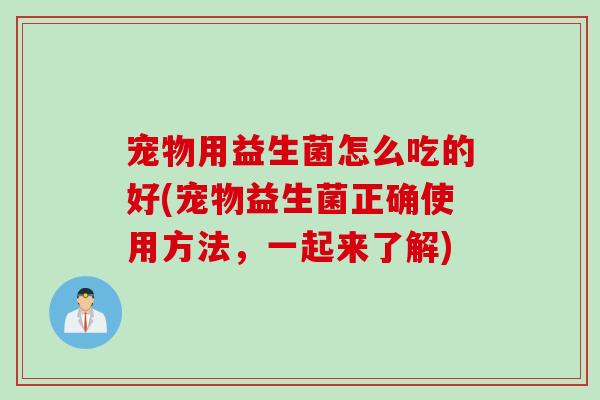 宠物用益生菌怎么吃的好(宠物益生菌正确使用方法，一起来了解)