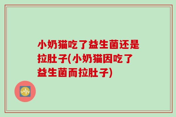 小奶猫吃了益生菌还是拉肚子(小奶猫因吃了益生菌而拉肚子)