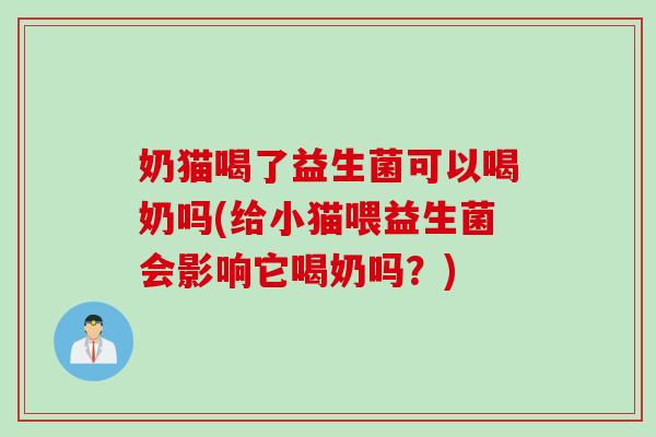 奶猫喝了益生菌可以喝奶吗(给小猫喂益生菌会影响它喝奶吗？)