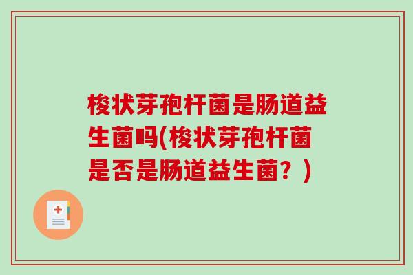 梭状芽孢杆菌是肠道益生菌吗(梭状芽孢杆菌是否是肠道益生菌？)
