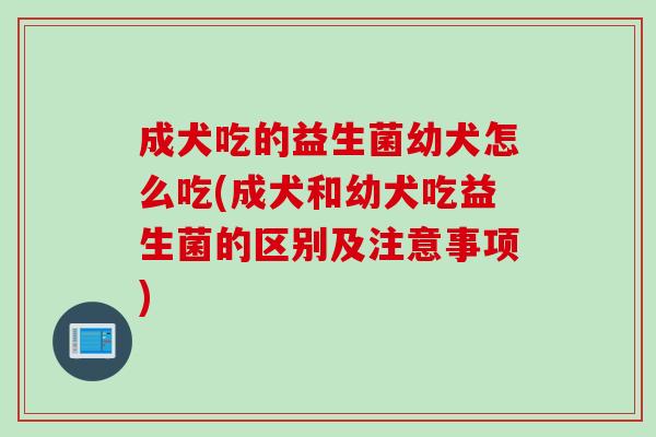 成犬吃的益生菌幼犬怎么吃(成犬和幼犬吃益生菌的区别及注意事项)