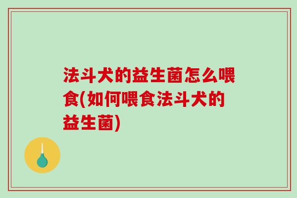 法斗犬的益生菌怎么喂食(如何喂食法斗犬的益生菌)