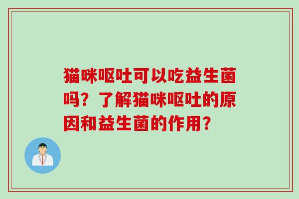 猫咪呕吐可以吃益生菌吗？了解猫咪呕吐的原因和益生菌的作用？