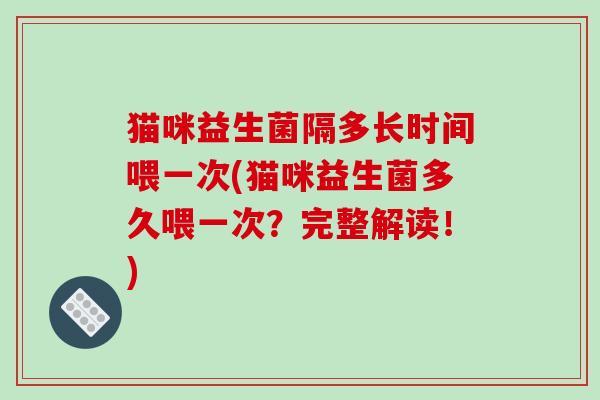 猫咪益生菌隔多长时间喂一次(猫咪益生菌多久喂一次？完整解读！)