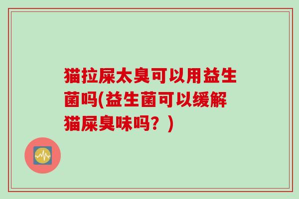 猫拉屎太臭可以用益生菌吗(益生菌可以缓解猫屎臭味吗？)