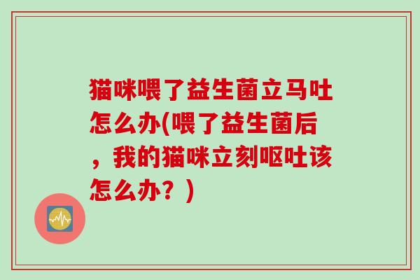 猫咪喂了益生菌立马吐怎么办(喂了益生菌后，我的猫咪立刻呕吐该怎么办？)
