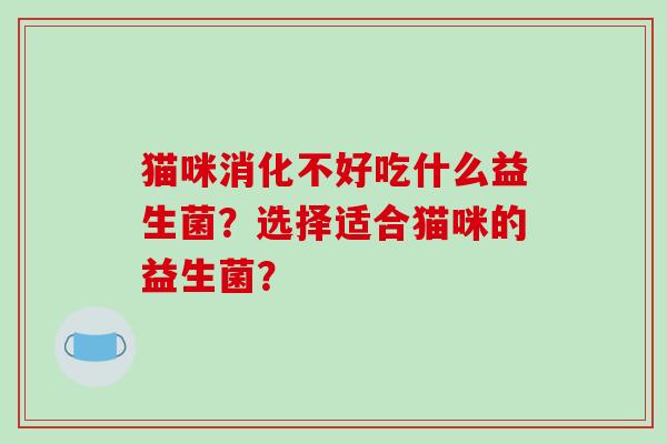 猫咪消化不好吃什么益生菌？选择适合猫咪的益生菌？