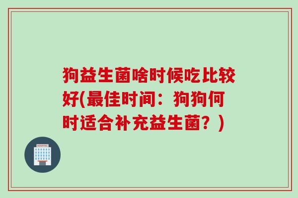 狗益生菌啥时候吃比较好(最佳时间：狗狗何时适合补充益生菌？)