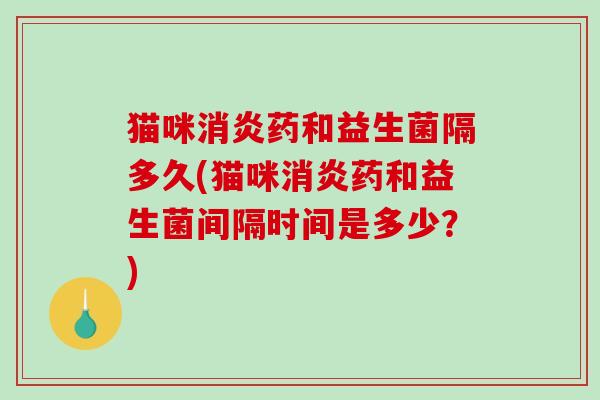 猫咪消炎药和益生菌隔多久(猫咪消炎药和益生菌间隔时间是多少？)