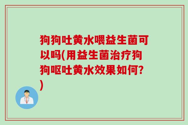 狗狗吐黄水喂益生菌可以吗(用益生菌治疗狗狗呕吐黄水效果如何？)