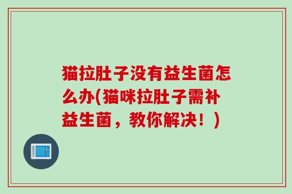 猫拉肚子没有益生菌怎么办(猫咪拉肚子需补益生菌，教你解决！)