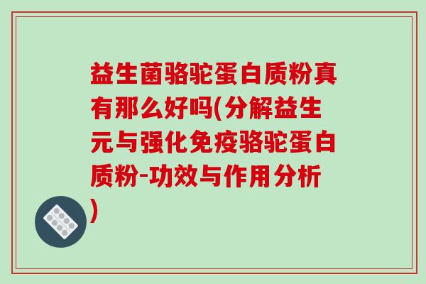 益生菌骆驼蛋白质粉真有那么好吗(分解益生元与强化骆驼蛋白质粉-功效与作用分析)