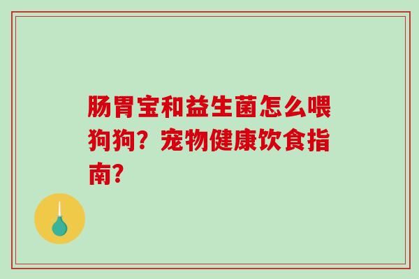 肠胃宝和益生菌怎么喂狗狗？宠物健康饮食指南？